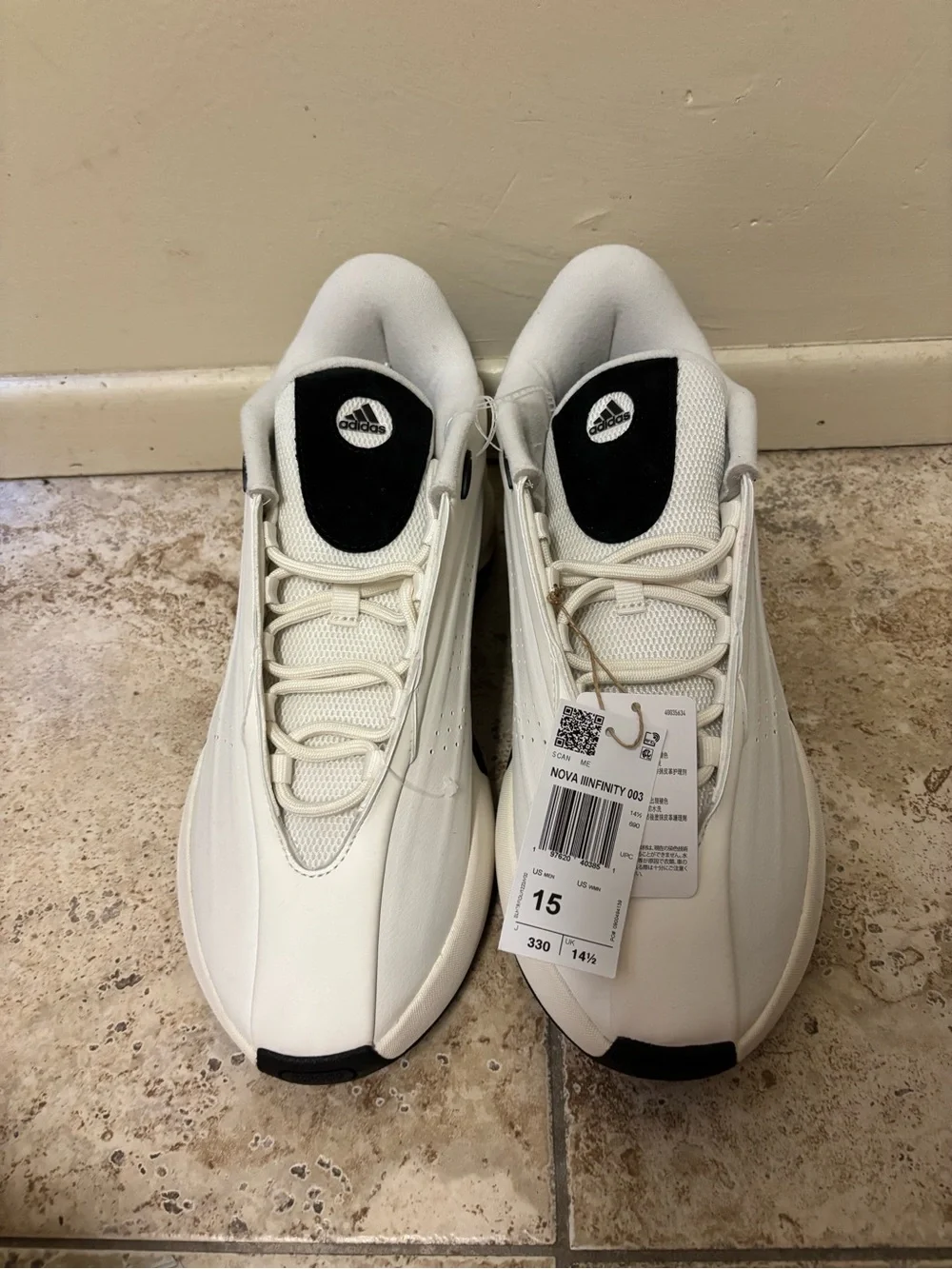 Adidas US 15 Men's White Black Retro Basketball Nova IIInfinity JQ2770